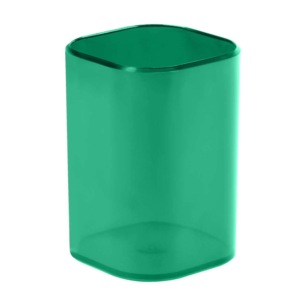 Подставка-стакан для канц. мелочей зеленая СТАММ Фаворит пластиковая квадратная тонированная