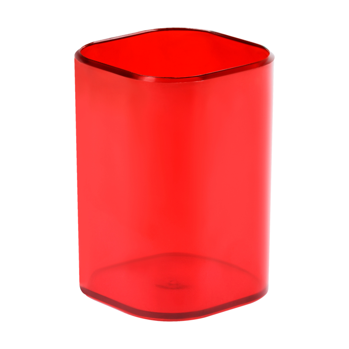 Подставка-стакан для канц. мелочей красная СТАММ Фаворит пластиковая квадратная тонированная