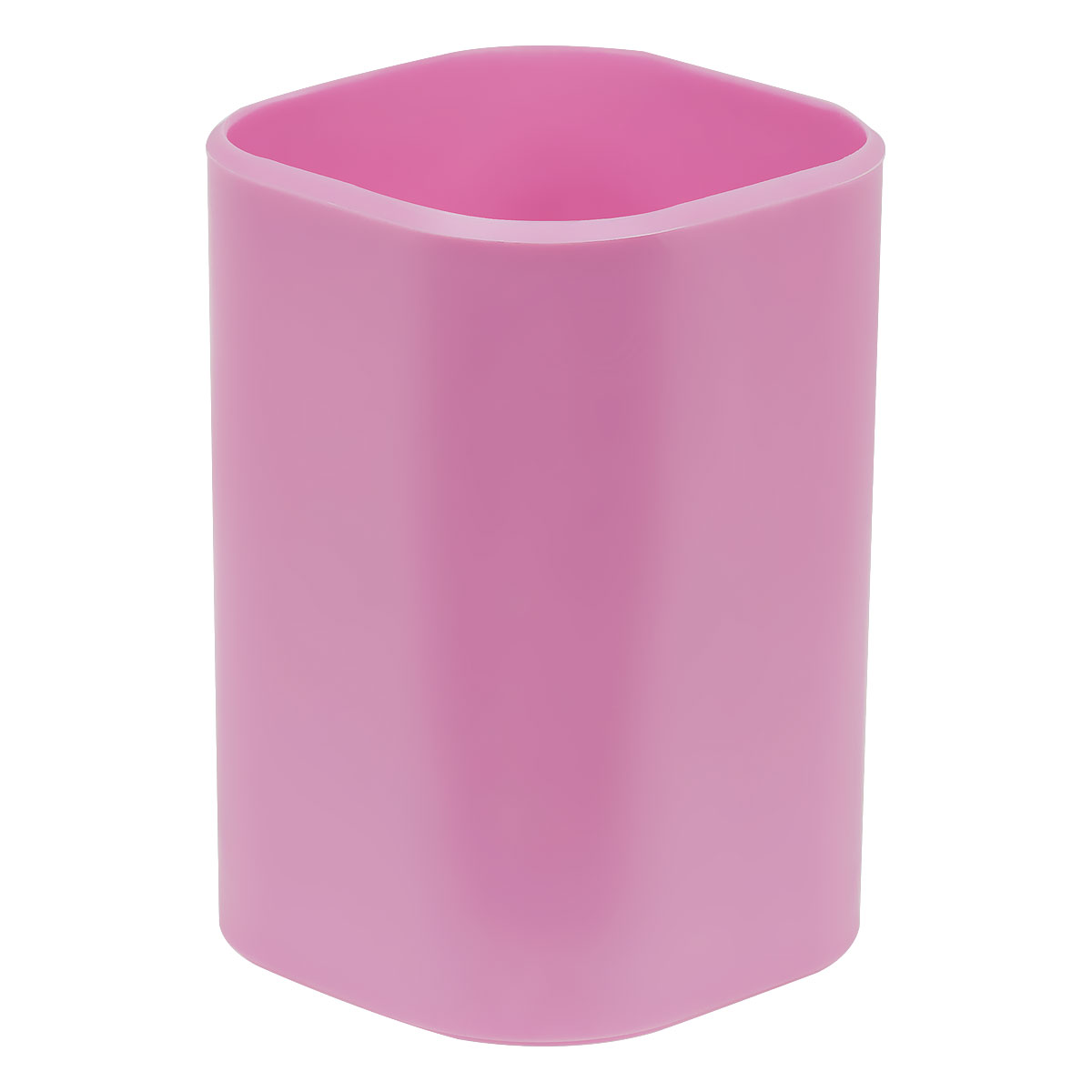 Подставка-стакан для канц. мелочей розовая СТАММ Фаворит пластиковая квадратная