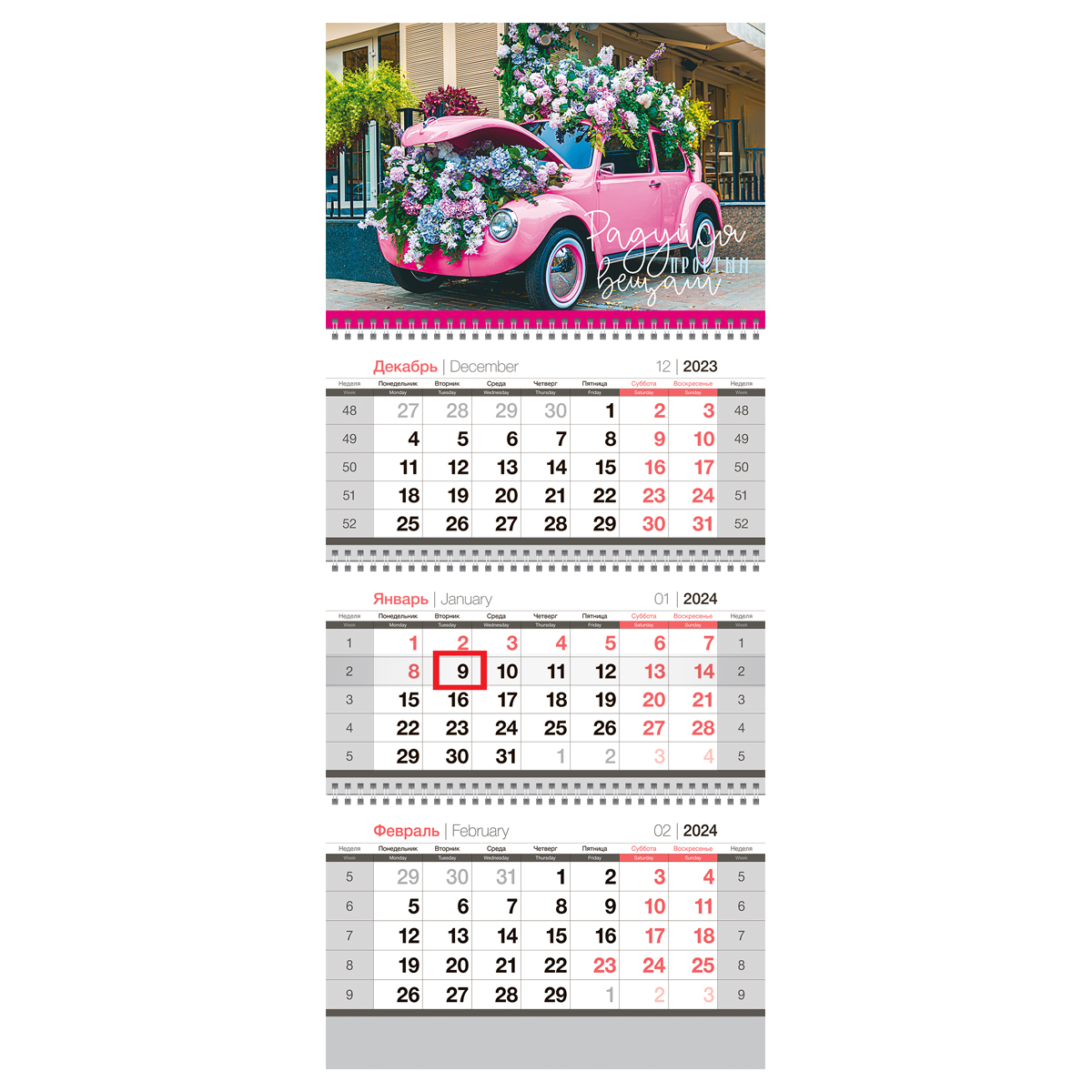 Календарь 2024 ТРИО Pink madness с бегунком