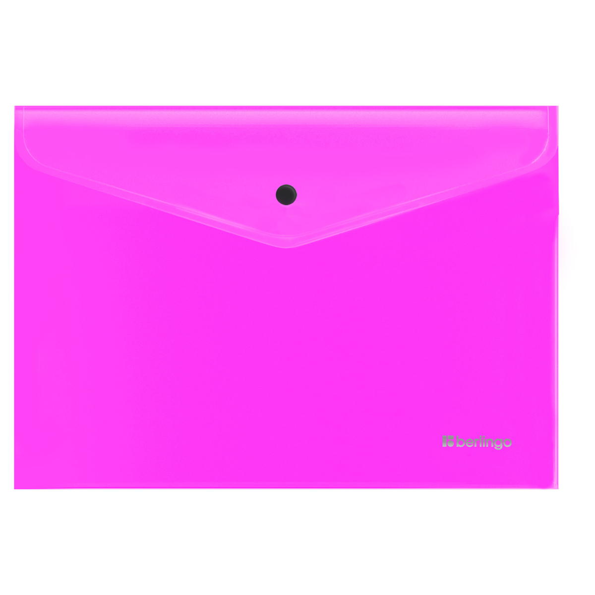 Папка-конверт А4 на кнопке 200мкм Berlingo Neonпрозрачная розовый неон