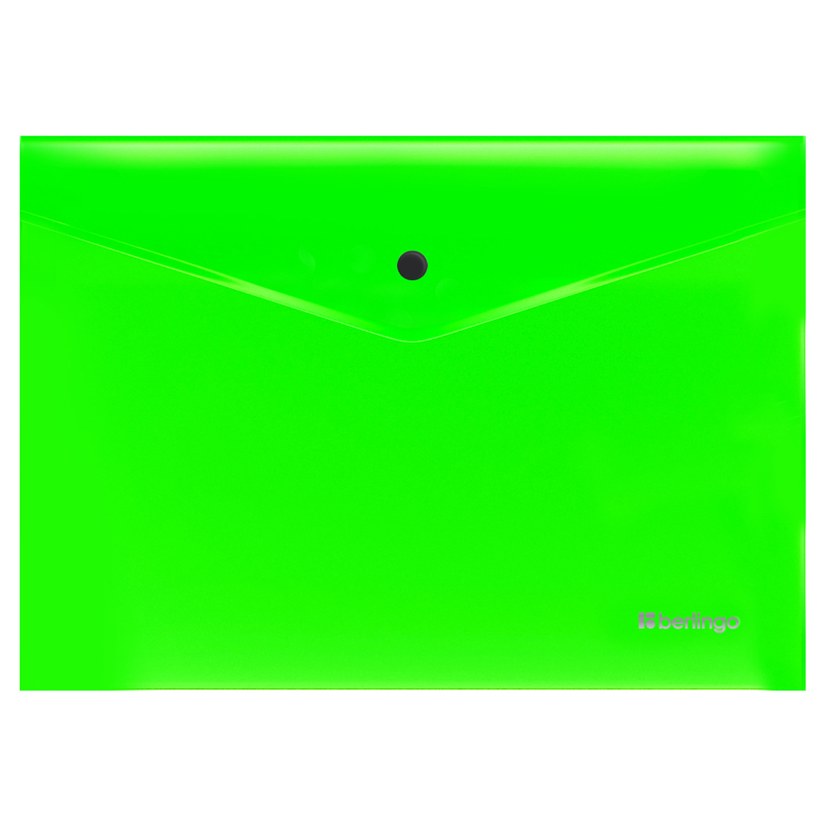 Папка-конверт А4 на кнопке 200мкм Berlingo Neonпрозрачная зеленый неон