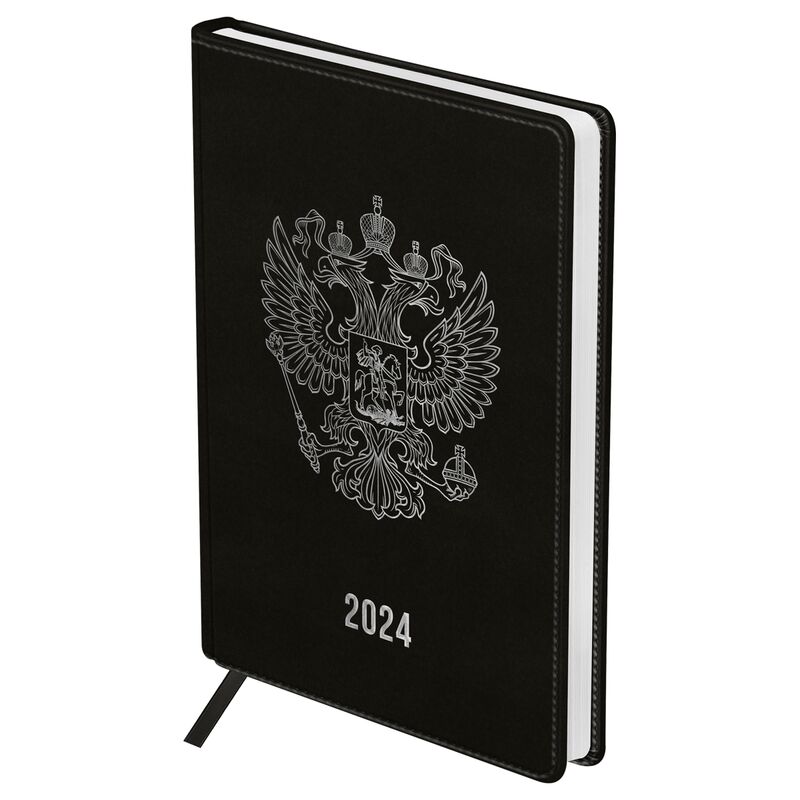 Ежедневник дат. 2024 A5 176л кожзам OfficeSpace Eagle черный