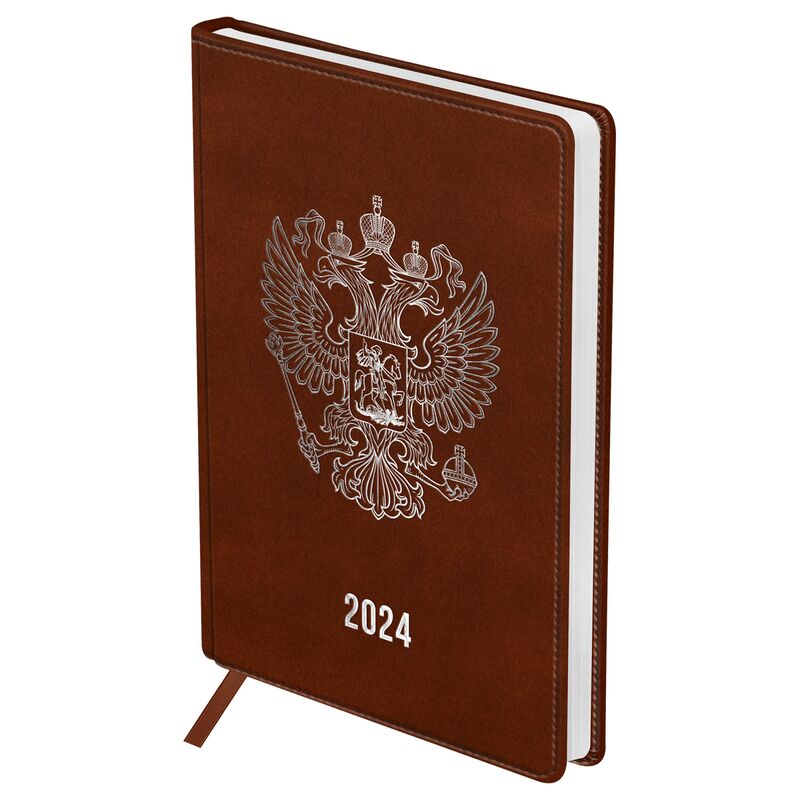 Ежедневник дат. 2024 A5 176л кожзам OfficeSpace Eagle коричневый