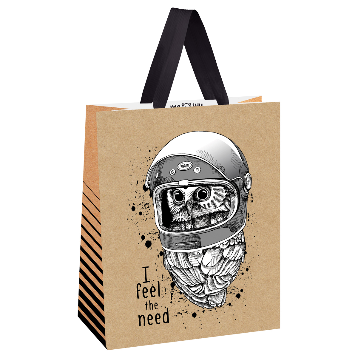 Пакет подарочный 18*23*10см MESHU "Space Owl", выборочный лак, крафт