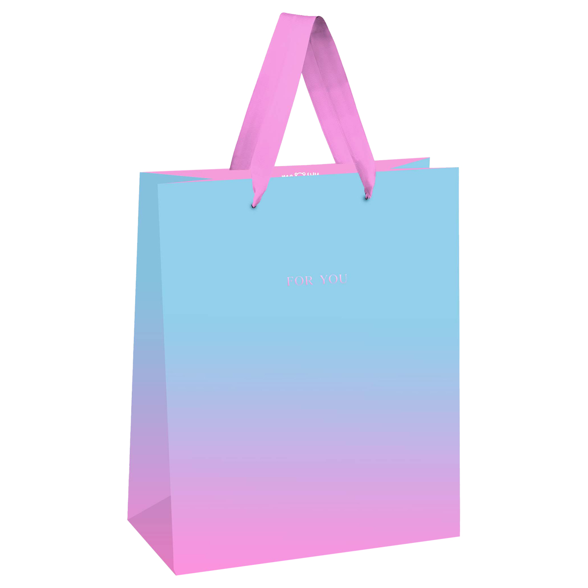 Пакет подарочный 11*14*6,5см MESHU "Duotone. Light blue-Pink gradient", отд. фольгой, матовая ламинация