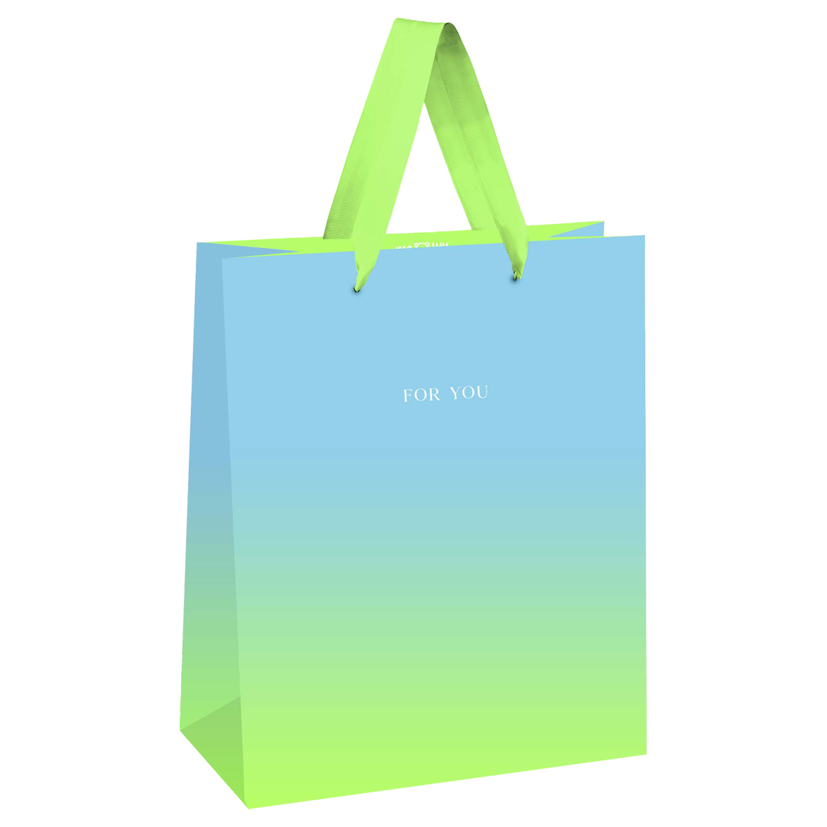 Пакет подарочный 18*23*10см MESHU "Duotone. Blue-Green gradient", отд. фольгой, матовая ламинация