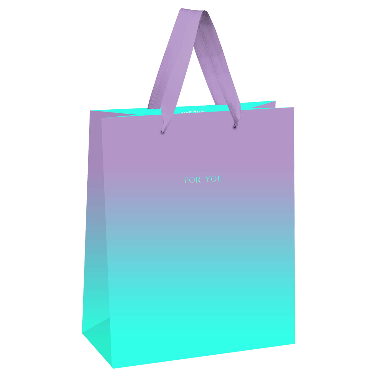 Пакет подарочный 18*23*10см MESHU "Duotone. Turquoise-Lilac gradient", отд. фольгой, матовая ламинация