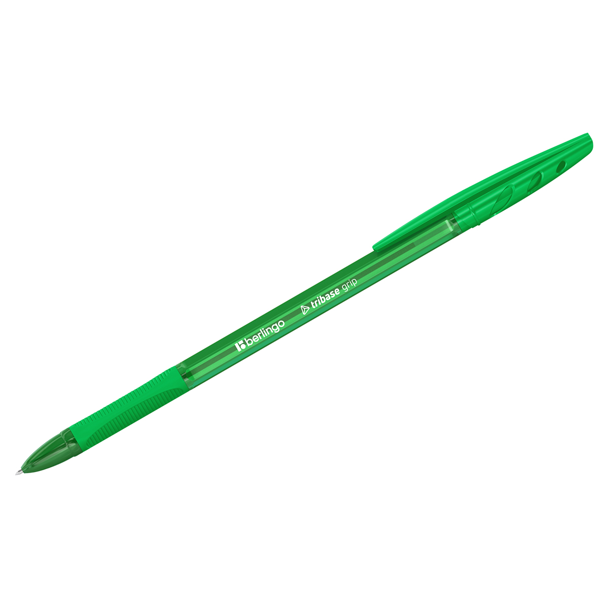 Ручка шарик. Berlingo "Tribase grip" зеленая, 1,0мм, грип