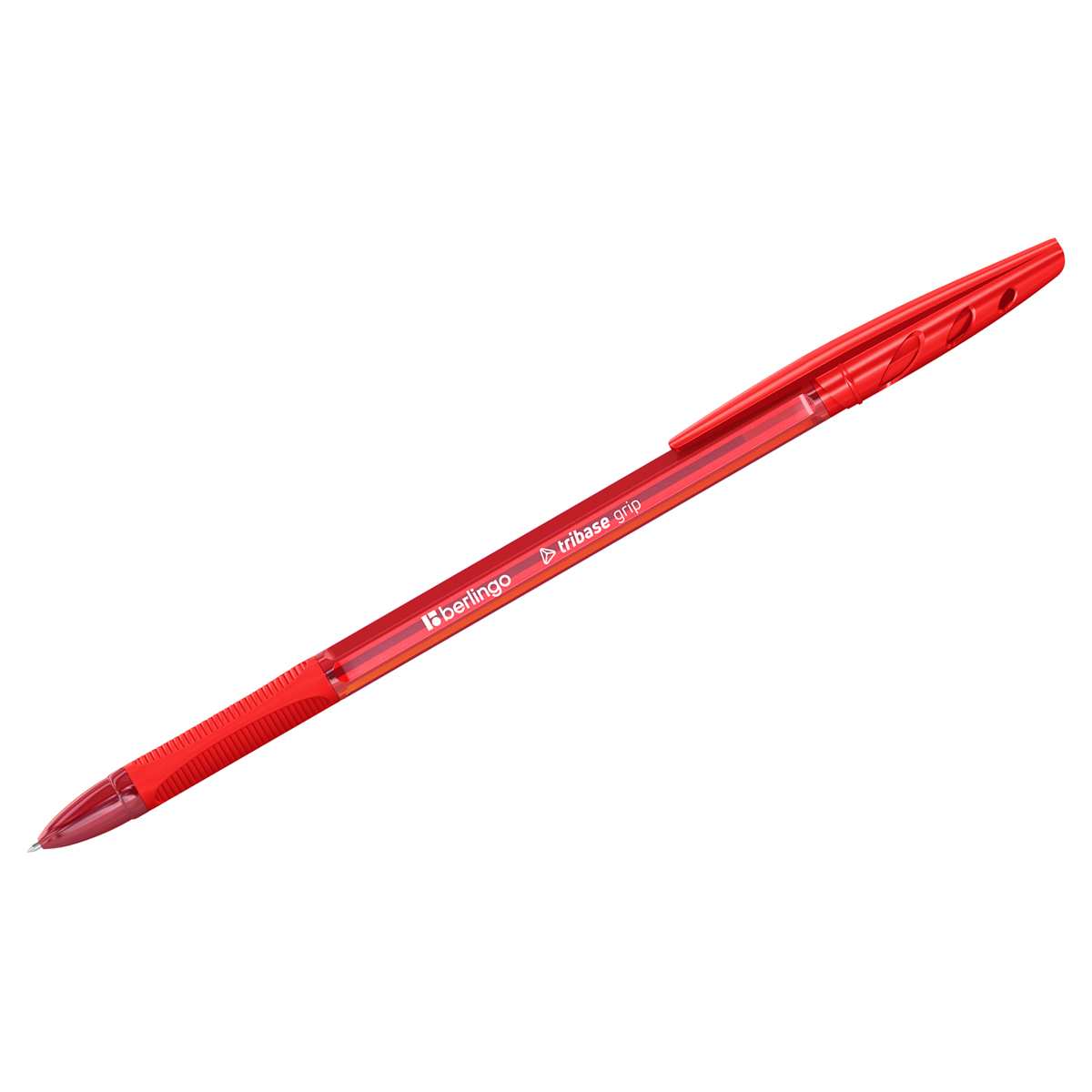 Ручка шарик. Berlingo "Tribase grip" красная, 1,0мм, грип