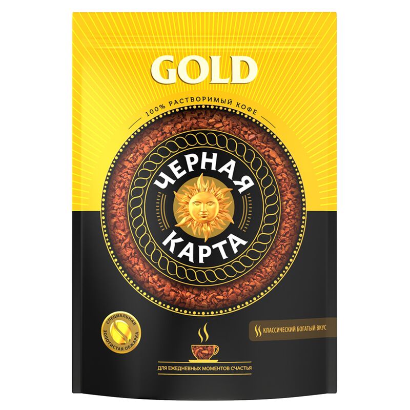 Кофе растворимый Черная Карта Gold 285г, сублимированный, мягкая упаковка,