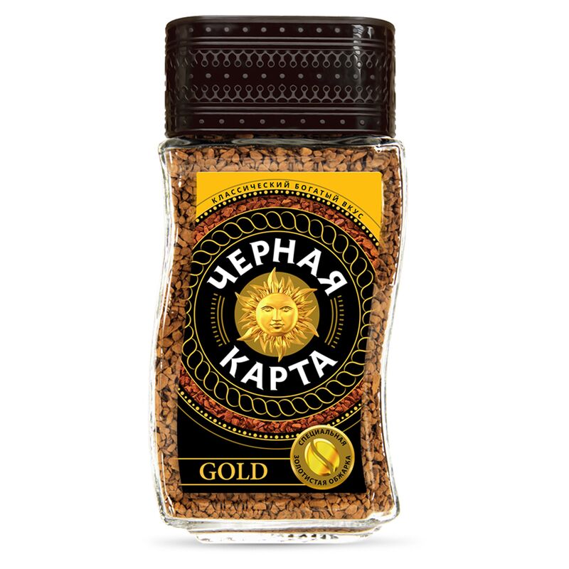 Кофе растворимый Черная Карта Gold 95г, сублимированный, стеклянная банка,