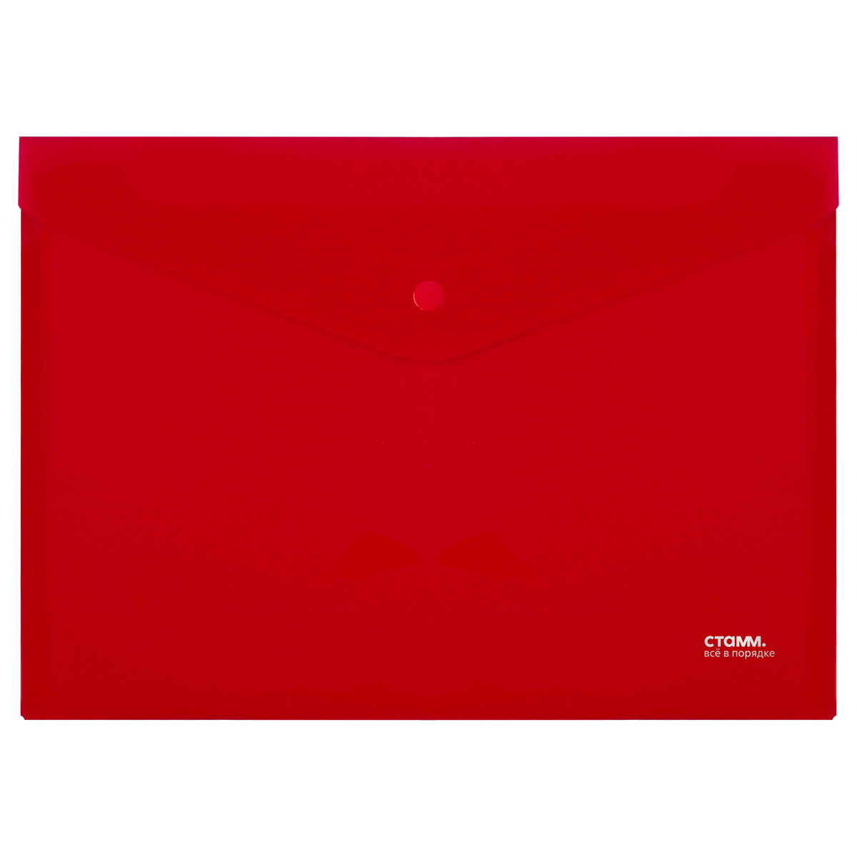 Папка-конверт А4 на кнопке 180мкм красная СТАММ