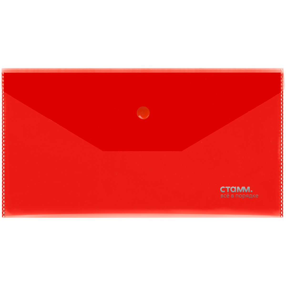 Папка-конверт С6 на кнопке 180мкм красная СТАММ прозрачная