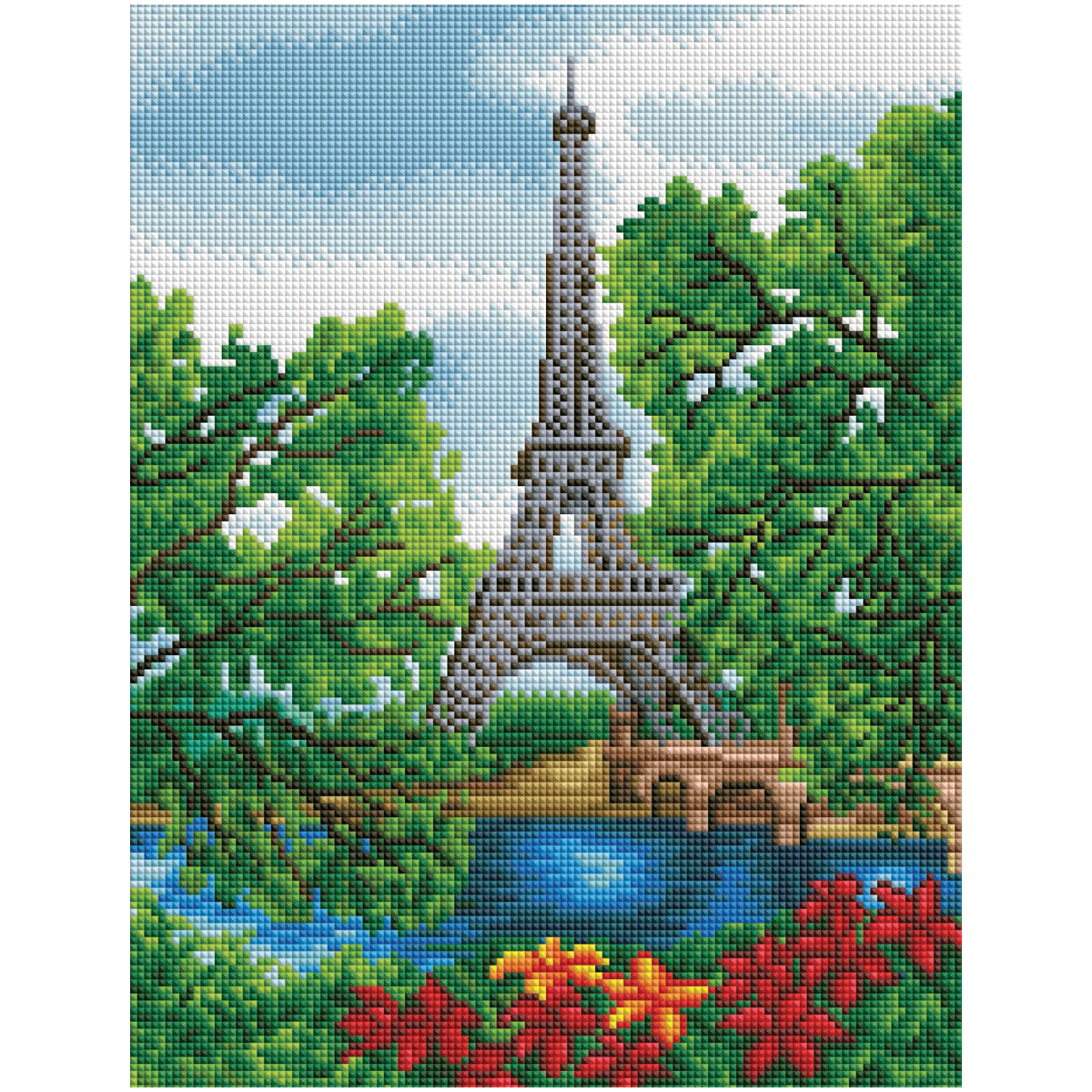 Алмазная мозаика ТРИ СОВЫ Лето в Париже 30*40см холст на деревянном подрамнике картонная коробка с пластиковой ручкой