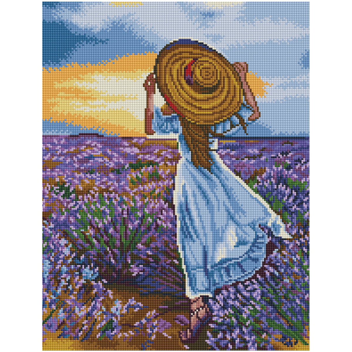 Алмазная мозаика ТРИ СОВЫ Девушка в шляпе 40*50см холст на деревянном подрамнике картонная коробка с пластиковой ручкой