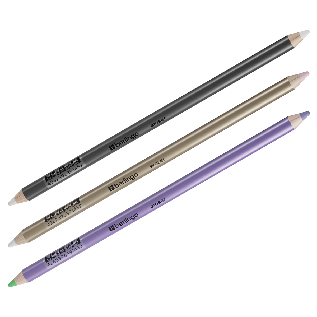 Ластик-карандаш Berlingo Eraze 870 двухсторонний круглый цвета ассорти