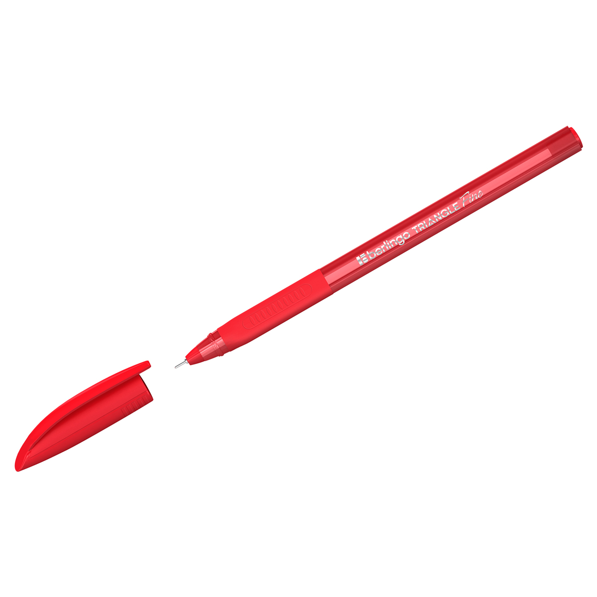 Ручка шарик. Berlingo "Triangle Fine" красная, 0,7мм, трехгран., грип