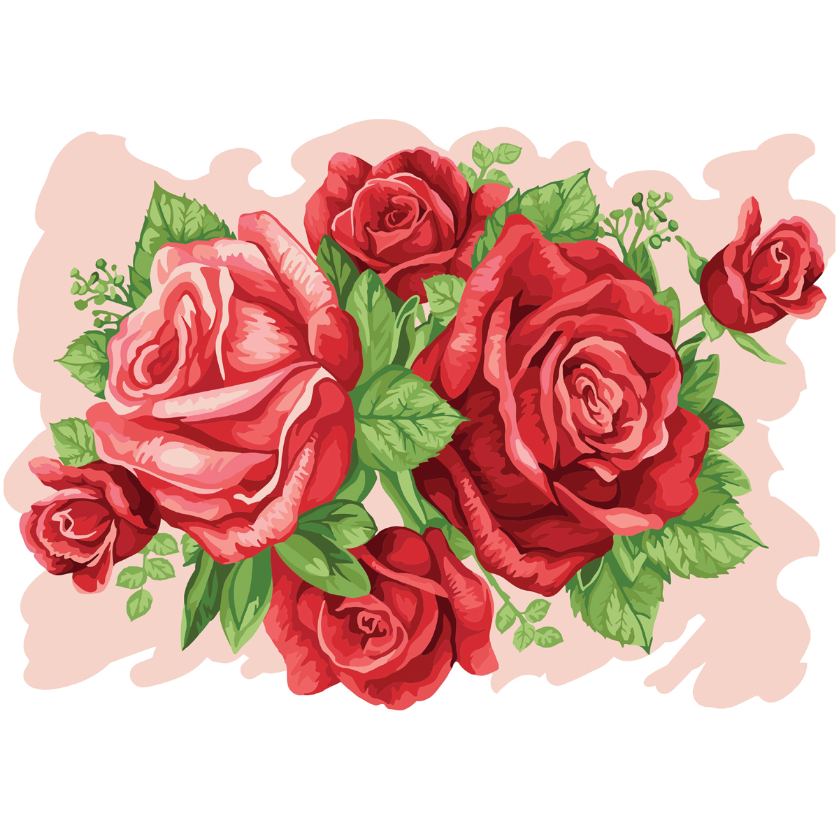 Картина по номерам на картоне ТРИ СОВЫ "Розы", 30*40, с акриловыми красками и кистями