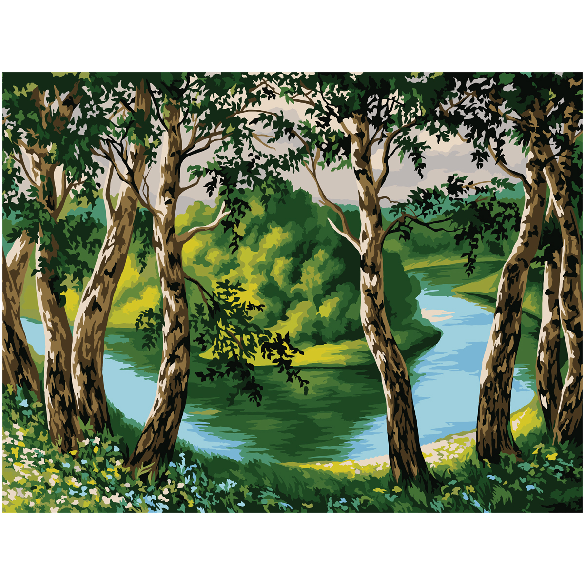 Картина по номерам на холсте ТРИ СОВЫ "Летний пейзаж", 30*40, с акриловыми красками и кистями