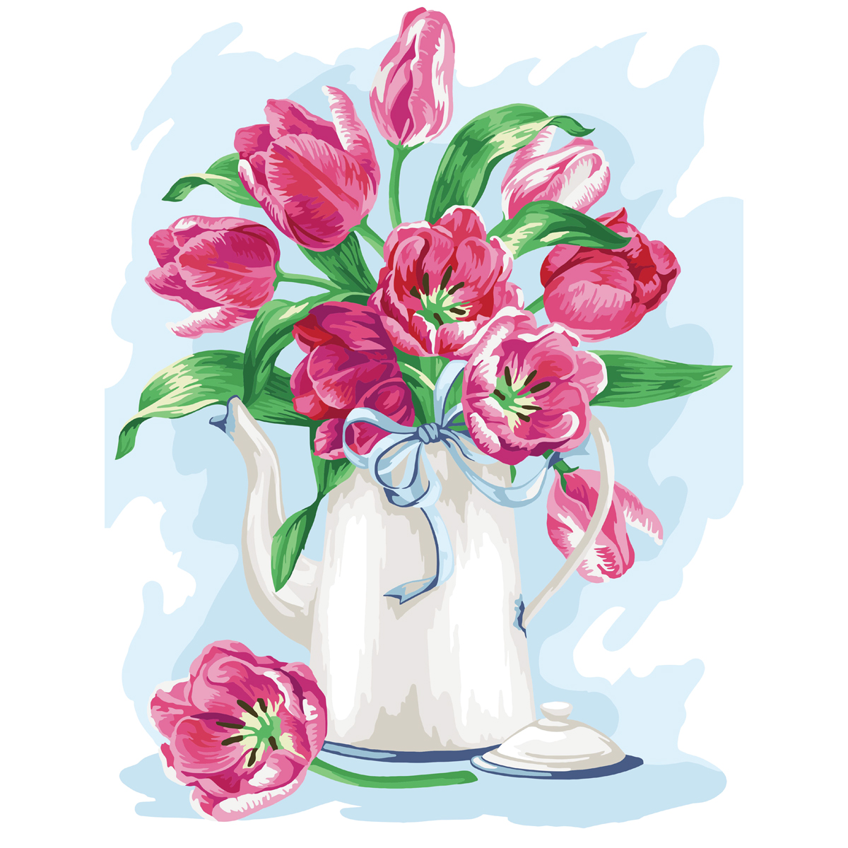 Картина по номерам на холсте ТРИ СОВЫ "Розовые тюльпаны", 30*40, с акриловыми красками и кистями