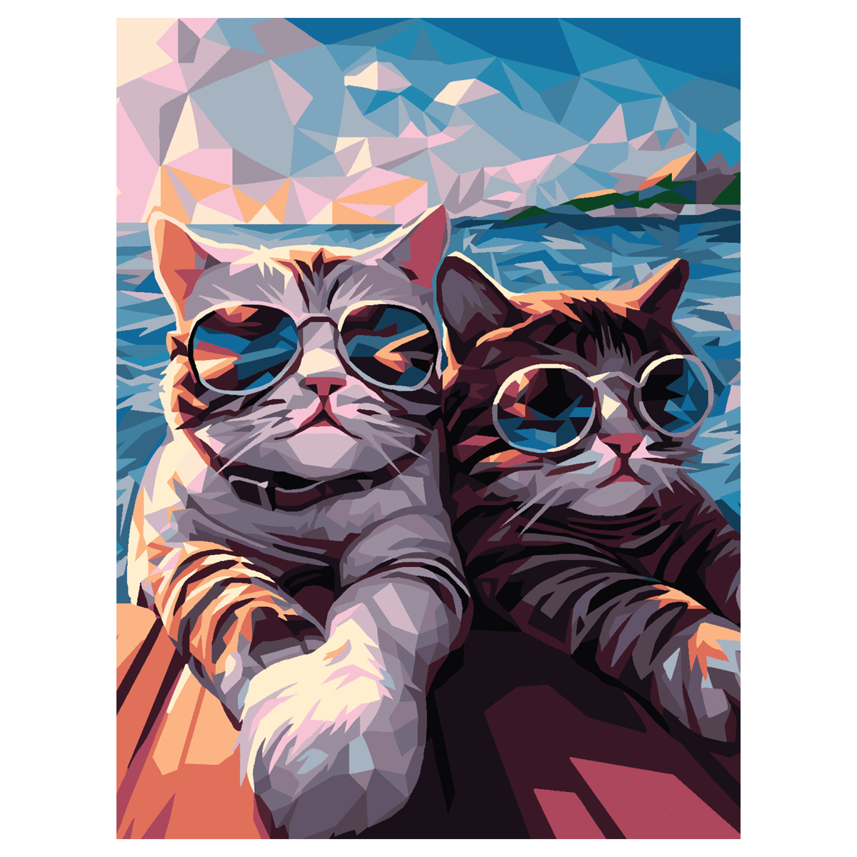Картина по номерам на холсте ТРИ СОВЫ Коты на отдыхе, 30*40, с акриловыми красками и кистями