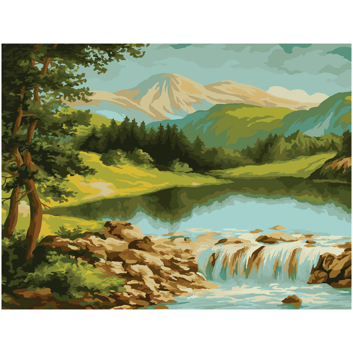 Картина по номерам на холсте ТРИ СОВЫ "Горная река", 40*50, с акриловыми красками и кистями