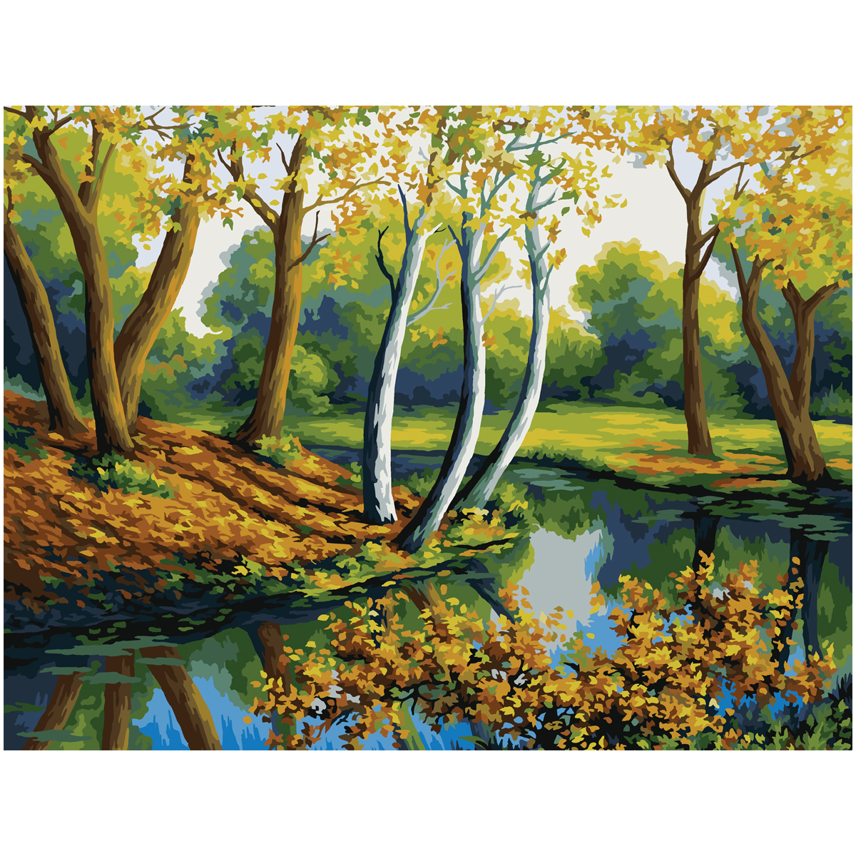 Картина по номерам на холсте ТРИ СОВЫ "Лесная река", 40*50, с акриловыми красками и кистями