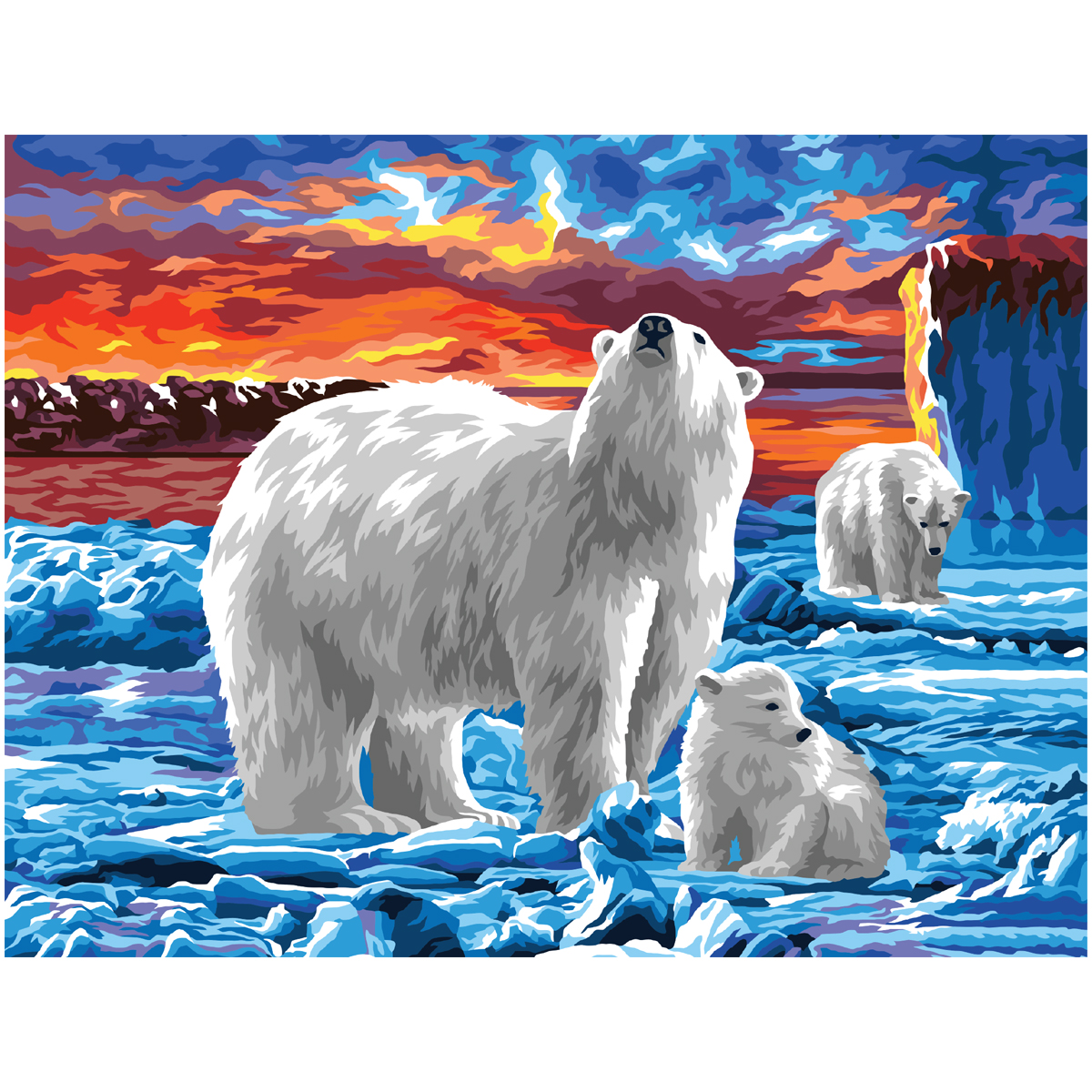 Картина по номерам на холсте ТРИ СОВЫ "Белые медведи", 40*50, с акриловыми красками и кистями