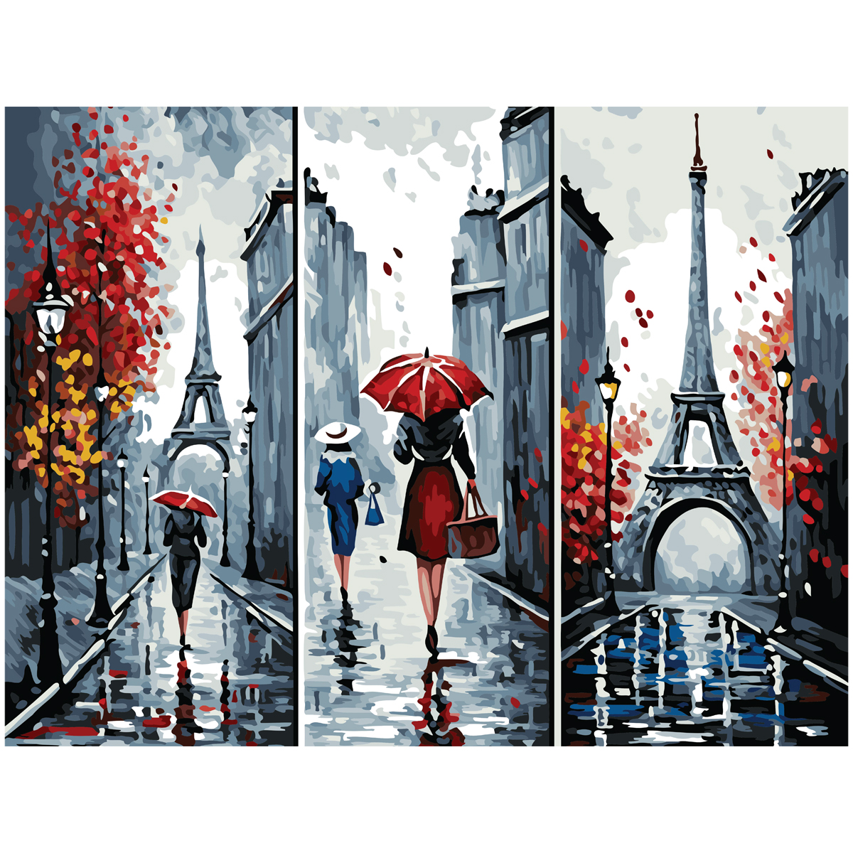 Картина по номерам на холсте ТРИ СОВЫ "Серый Париж", 40*50, с акриловыми красками и кистями