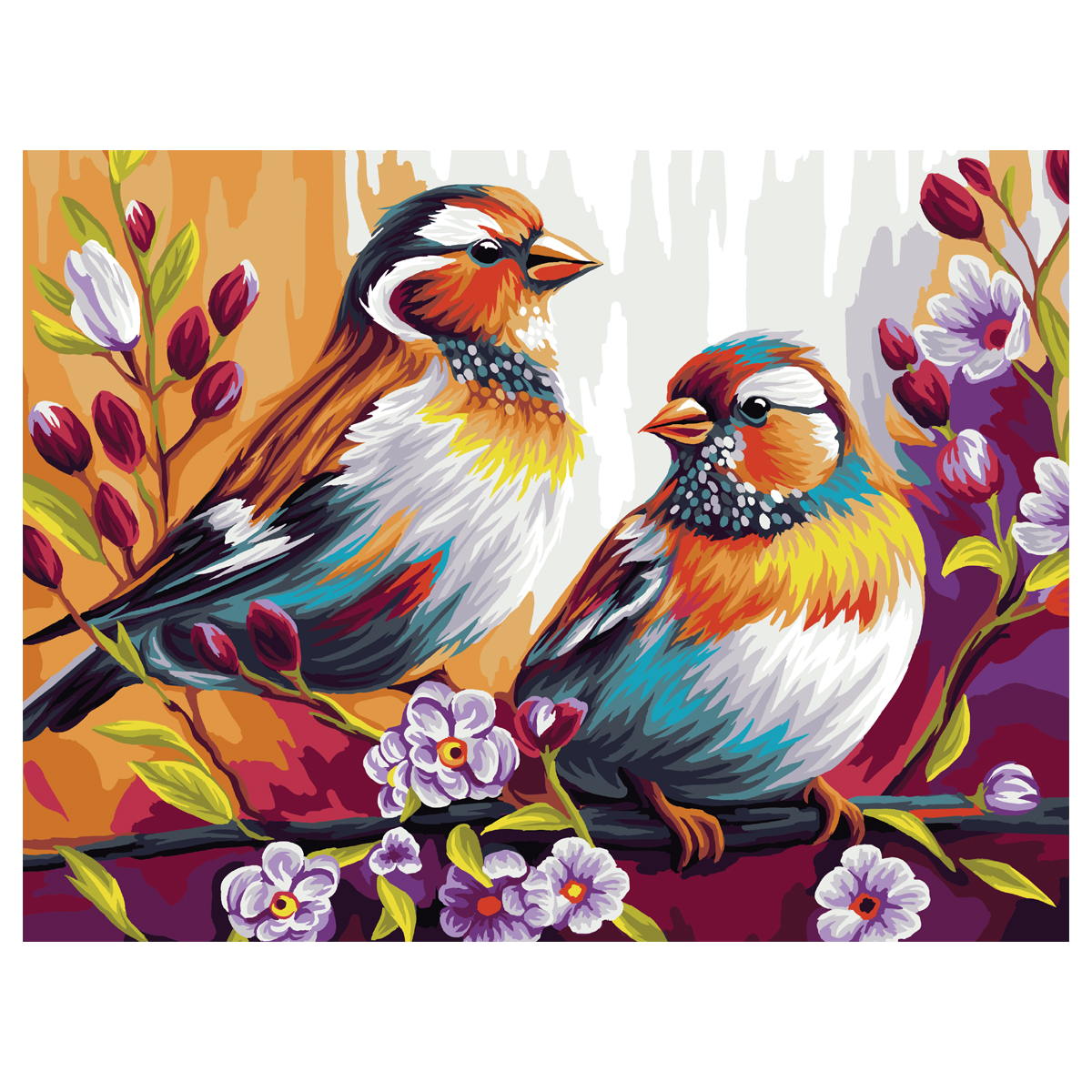 Картина по номерам на холсте ТРИ СОВЫ Птицы, 40*50, с акриловыми красками и кистями