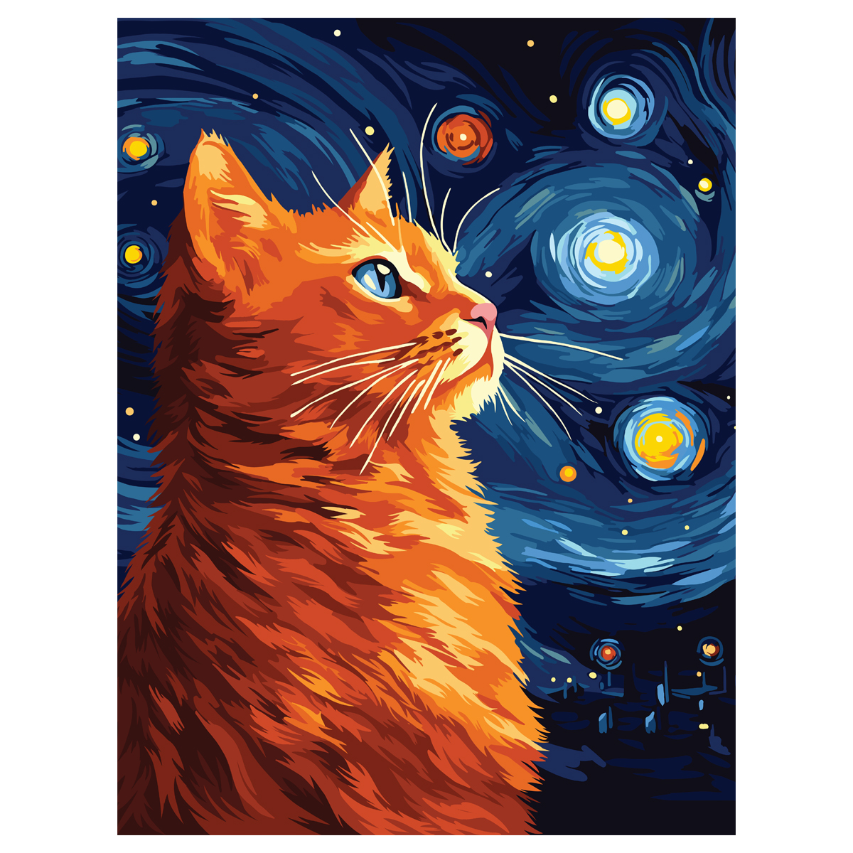 Картина по номерам на холсте ТРИ СОВЫ Лунный кот, 40*50, с акриловыми красками и кистями