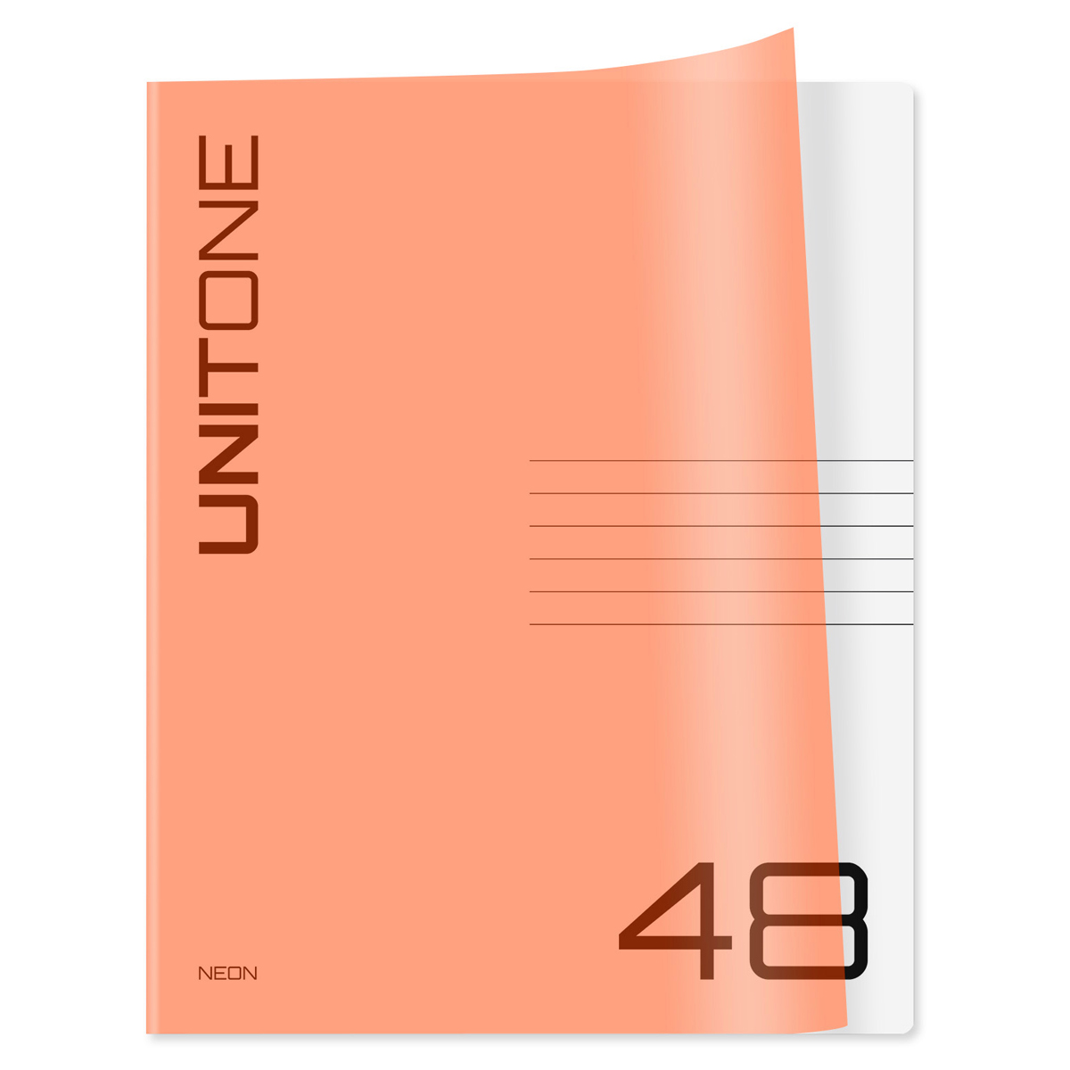 Тетрадь 48л. клетка BG "UniTone. Neon", пластиковая обложка, неон оранжевый