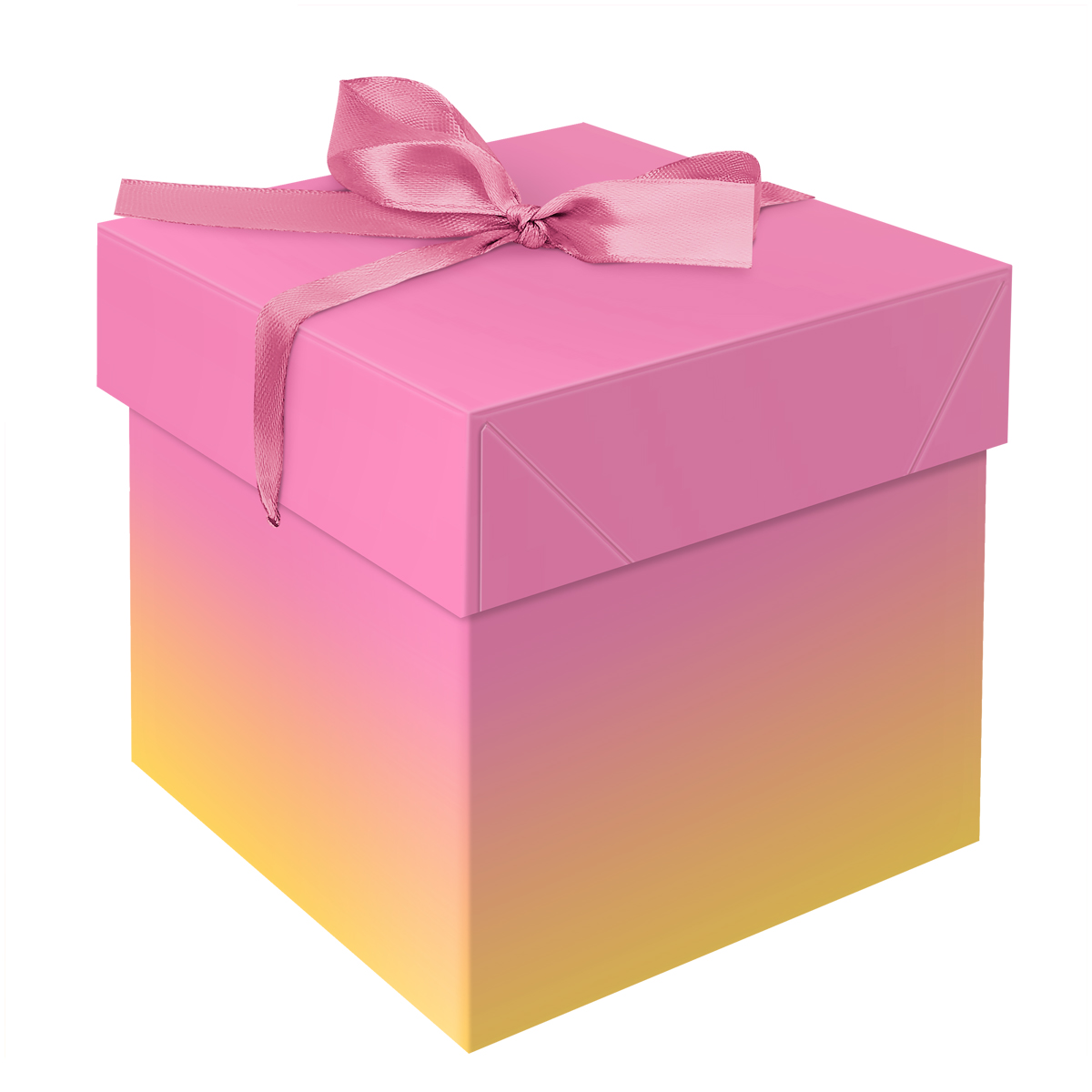 Коробка подарочная складная MESHU Duotone. Pink-Orange gradient, 15*15*15см, с лентой