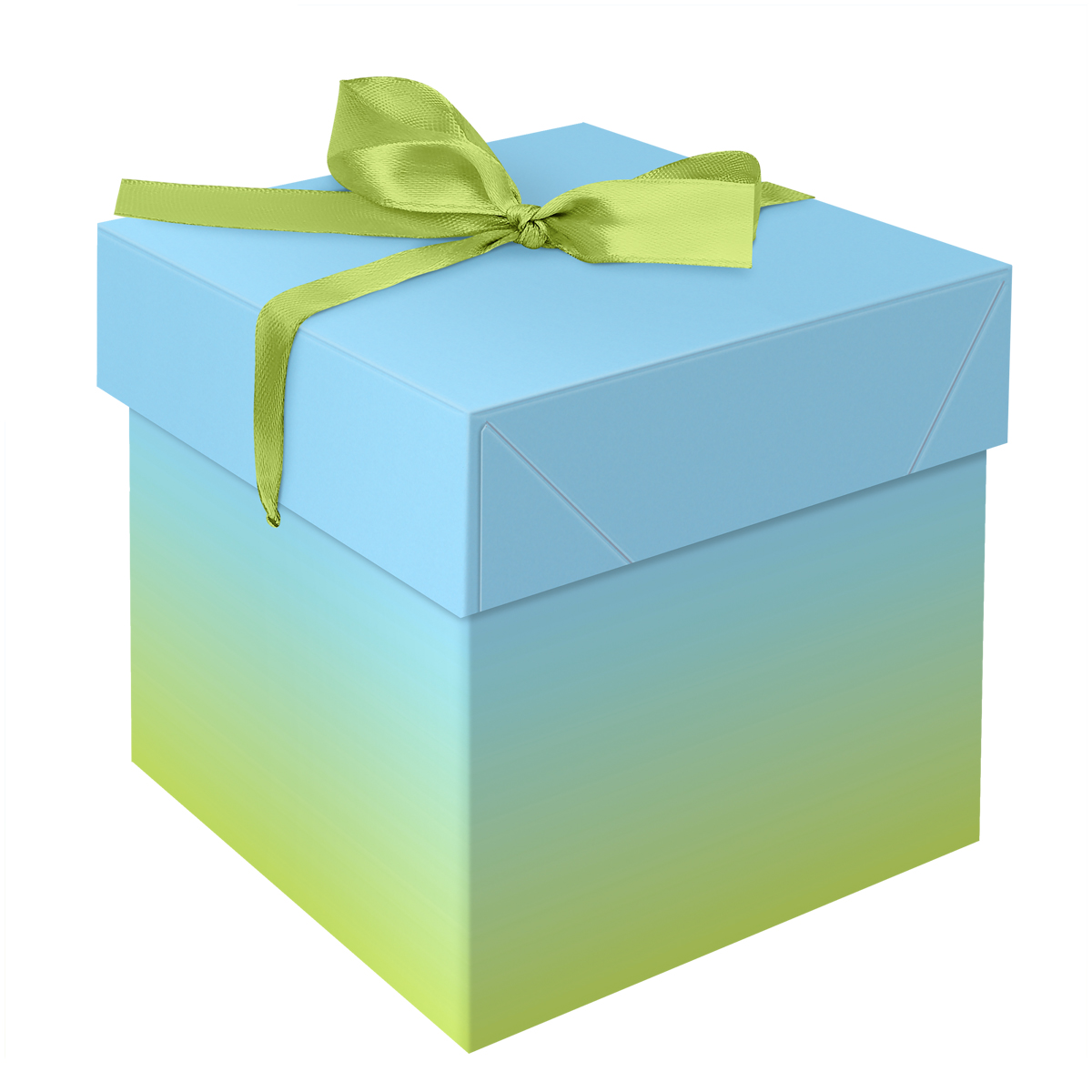 Коробка подарочная складная MESHU Duotone. Blue-Green gradient, 15*15*15см, с лентой