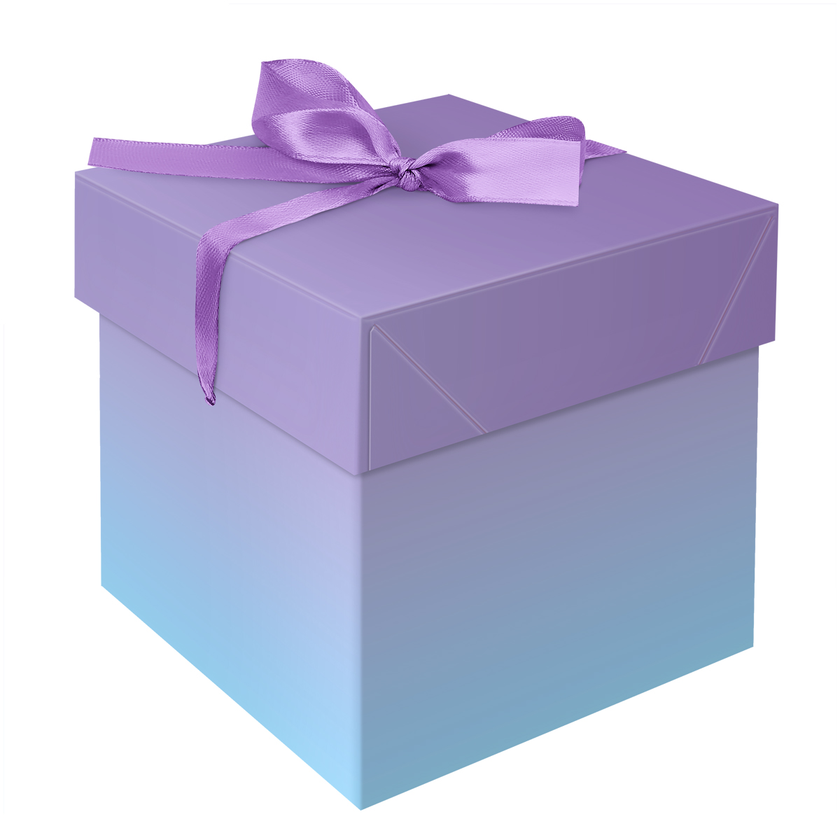 Коробка подарочная складная MESHU Duotone. Blue-Lilac gradient, 15*15*15см, с лентой
