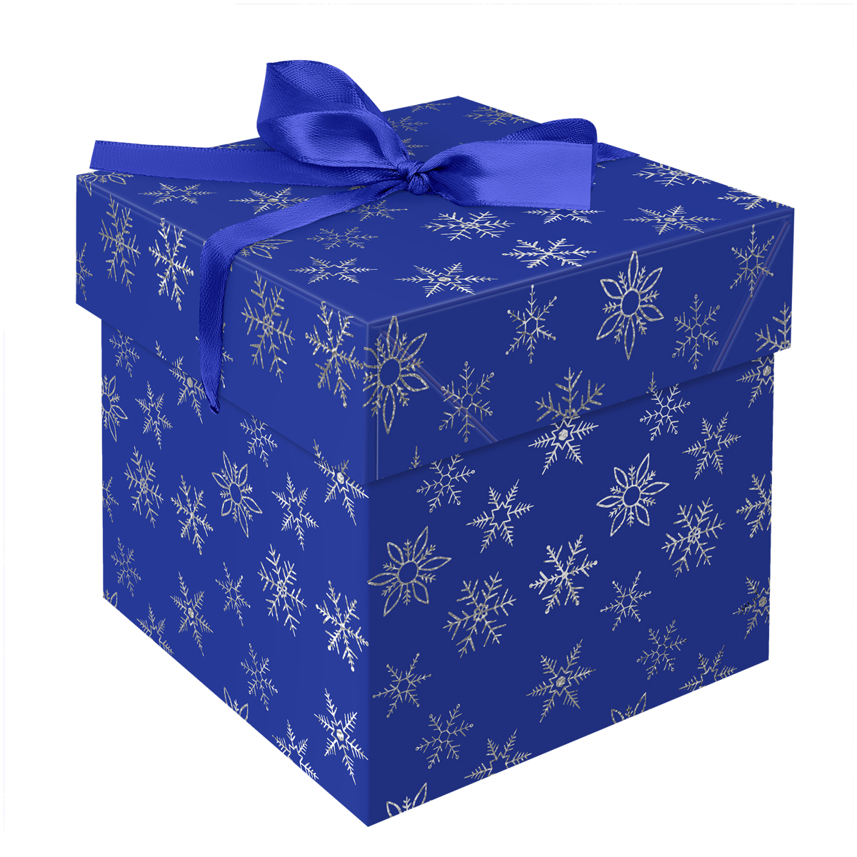 Коробка подарочная складная MESHU Snowflakes, 15*15*15см, с лентой, отд.фольгой