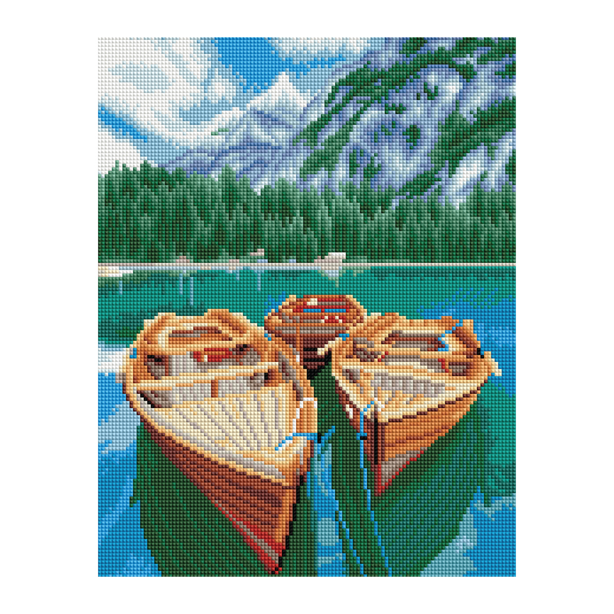 Алмазная мозаика ТРИ СОВЫ "Озеро в Альпах", 30*40см, холст, картонная коробка с пластиковой ручкой