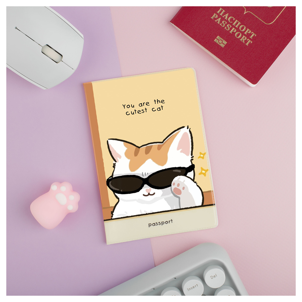 Обложка для паспорта MESHU Cutest Cat, ПВХ, 2 кармана