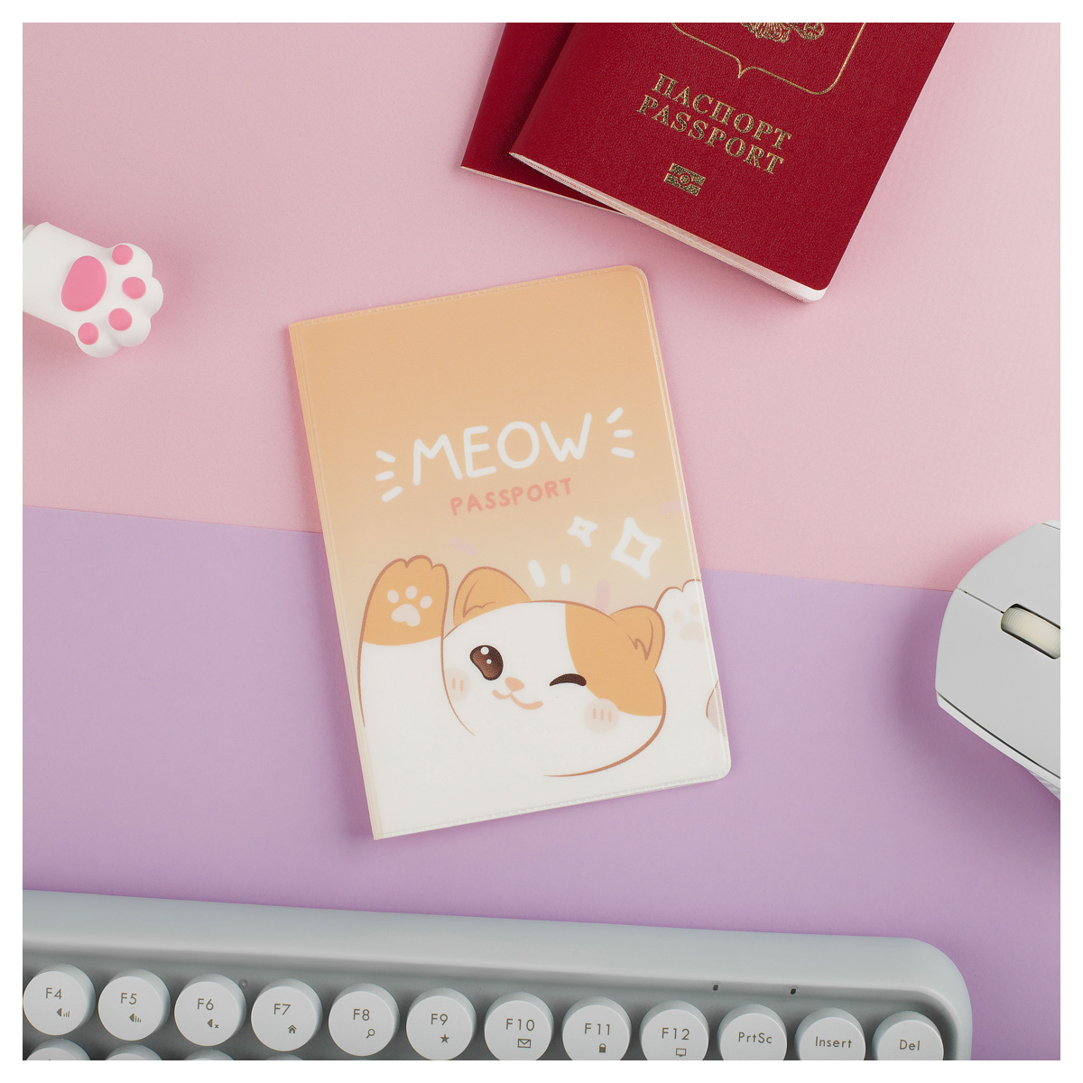 Обложка для паспорта MESHU Sweet Cat, ПВХ, 2 кармана