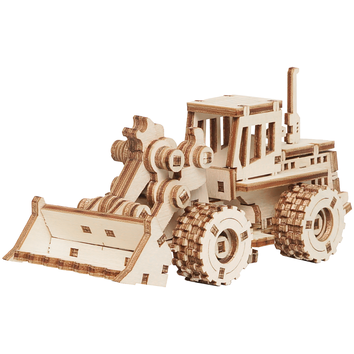 Конструктор деревянный ТРИ СОВЫ Трактор с ковшом, 12*4*5см, 89 деталей, пакет с еврослотом