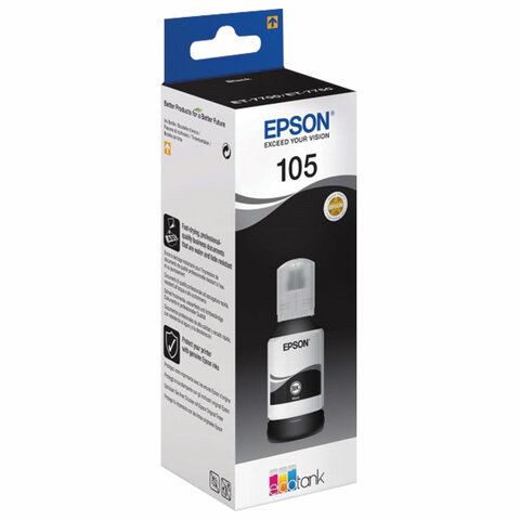Чернила EPSON (C13T00Q140) для СНПЧ L7160/L7180, черный пигментный, оригинальные, ресурс 8000 страниц