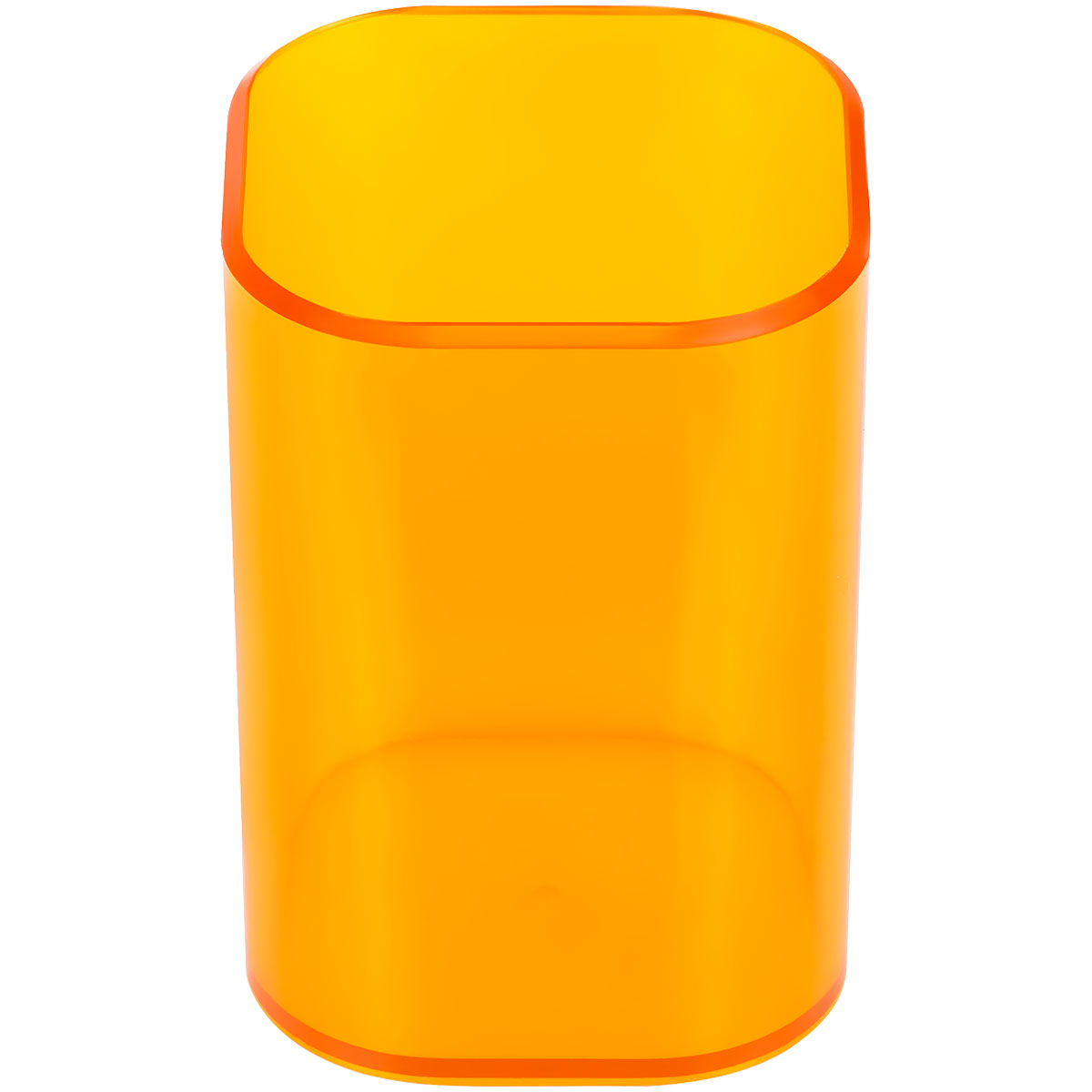 Подставка-стакан для канц. мелочей  оранж СТАММ Фаворит пластиковая квадратная тонированная