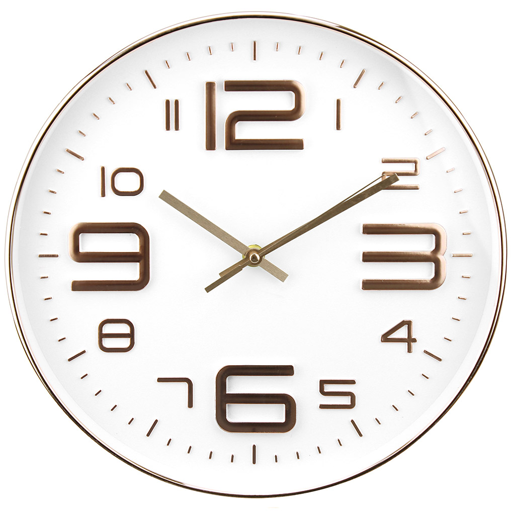 Часы настенные "Мадрид" д30х4,5см, мягкий ход, циферблат белый, пластм. медный (Китай)