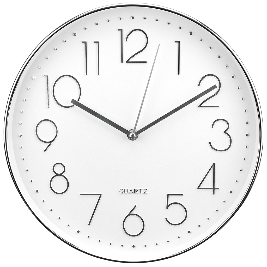 Часы настенные "Мартин" д30х4,6см, мягкий ход, циферблат белый, пластм. серебро (Китай)