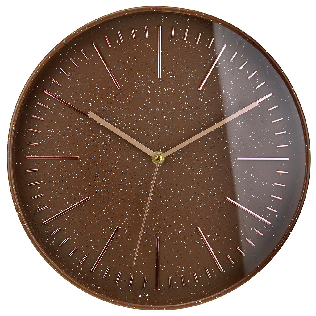Часы настенные "Мрамор" д30х4,3см, мягкий ход, циферблат коричневый, пластм. коричневый (Китай)