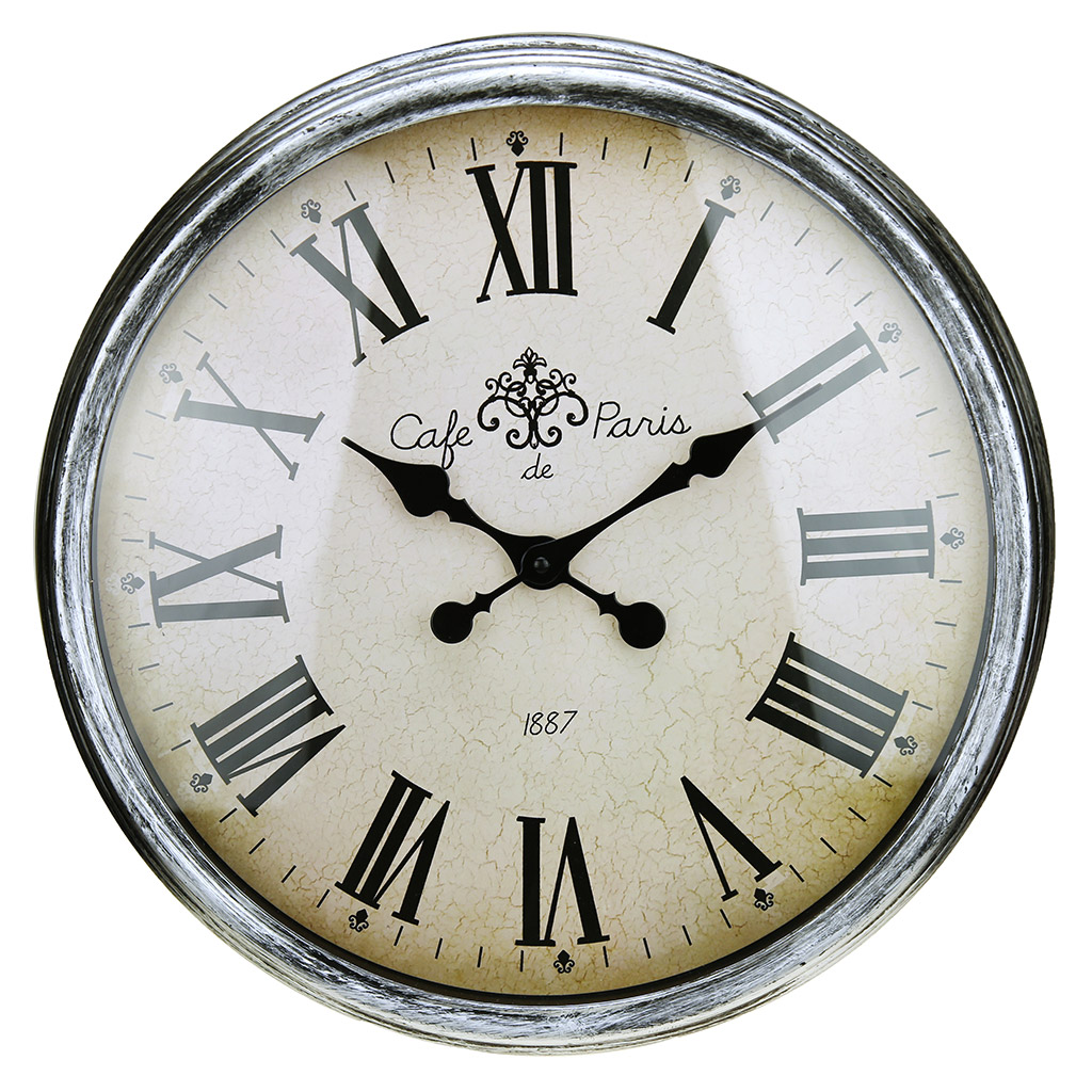 Часы настенные "Версаль" д45х6см, мягкий ход, циферблат фотопечать, пластм. серебро (Китай)