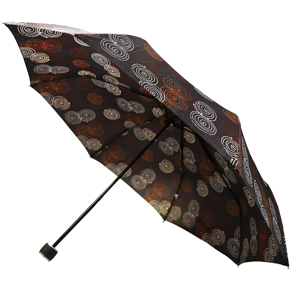 Зонт механический "Восторг" ткань эпонж (полиэстер), 8 лучей, для купола 96см, 3 сложения, 24см в сложенном виде, механизм против ветра, пластмассовая ручка, коричневый, 300гр (Китай)