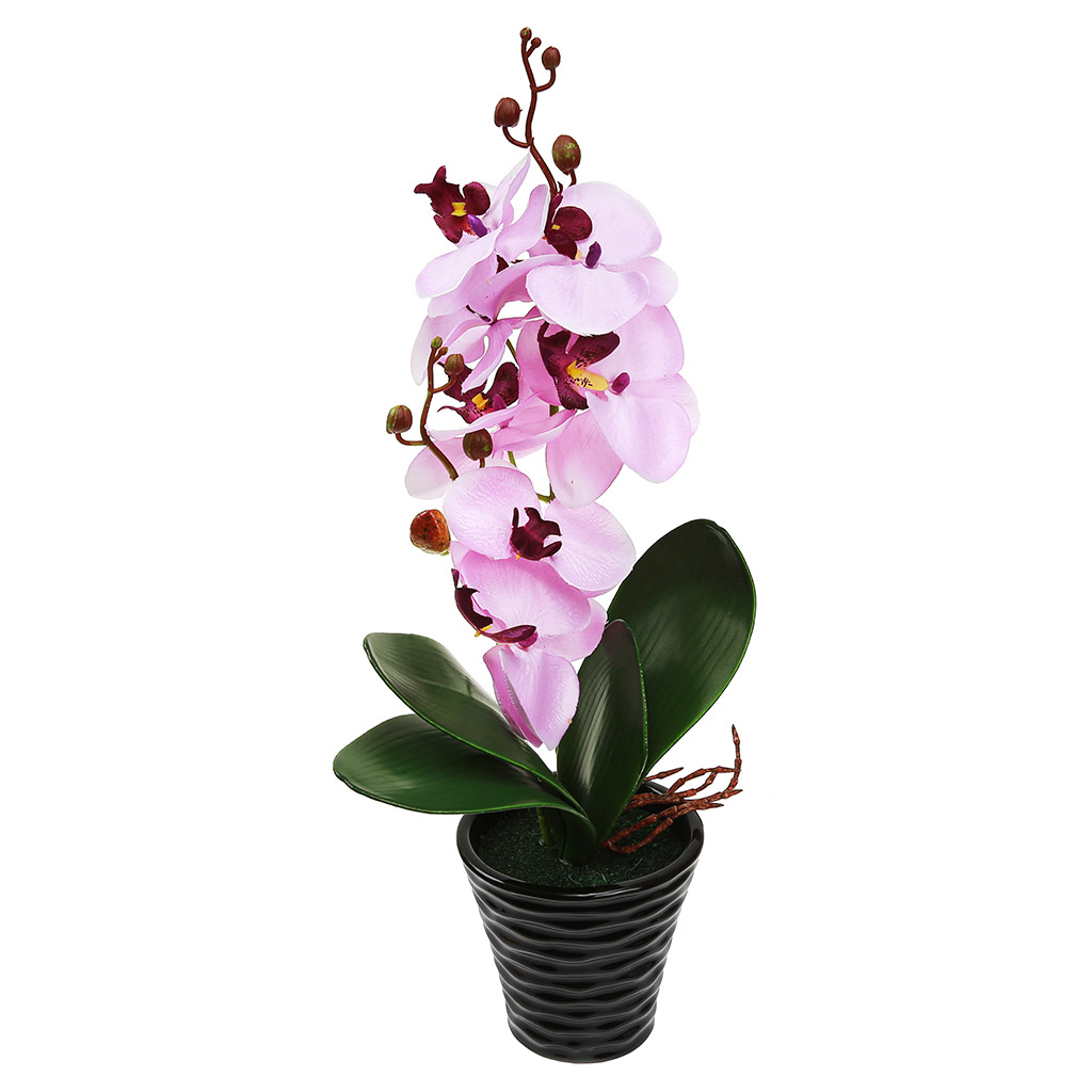 Цветочная композиция "Орхидея" 43см, в керамическом кашпо д10,5см h10см, цвет сиреневый (Китай)