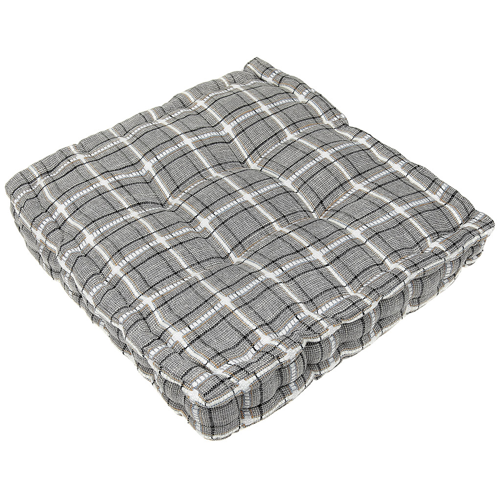 Подушка для сиденья 40х40х6см "Шотландка" серый, 100% полиэстер (наполнитель синтепон) (Китай)